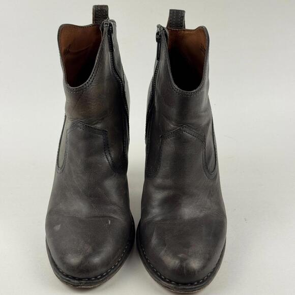 FRYE Madeline Short Moto Boots Womens 11M Smoke Gray Leather Heels Zip EUC - Picture 6 of 9